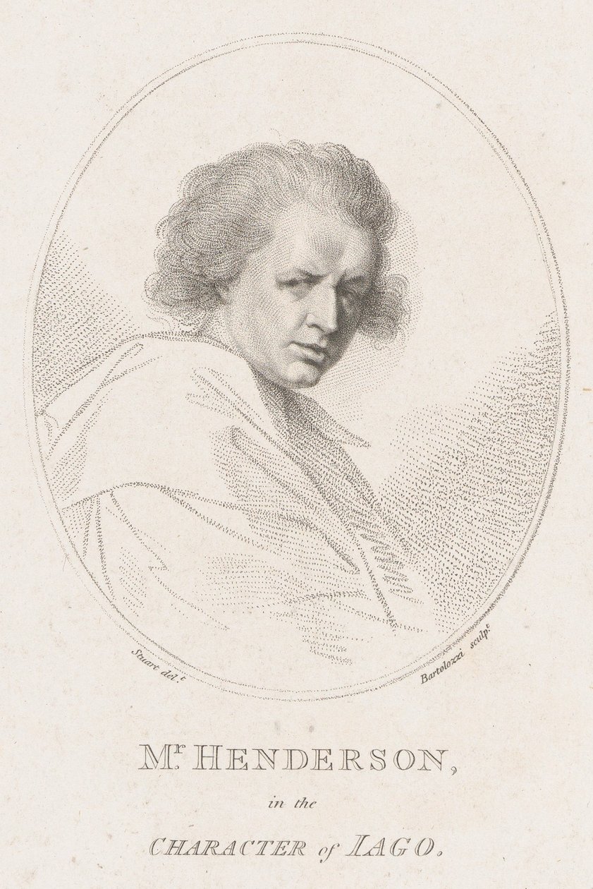 John Henderson in der Rolle des Iago aus Shakespeares Othello, 1786 von Francesco Bartolozzi
