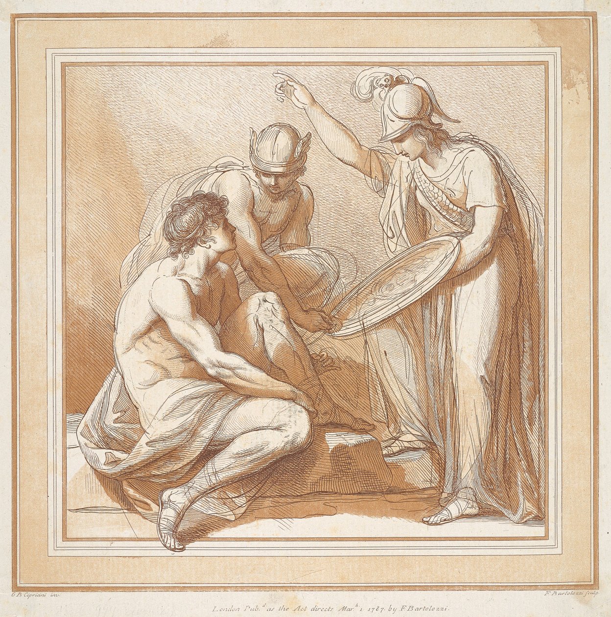Merkur, Minerva und Paris von Francesco Bartolozzi