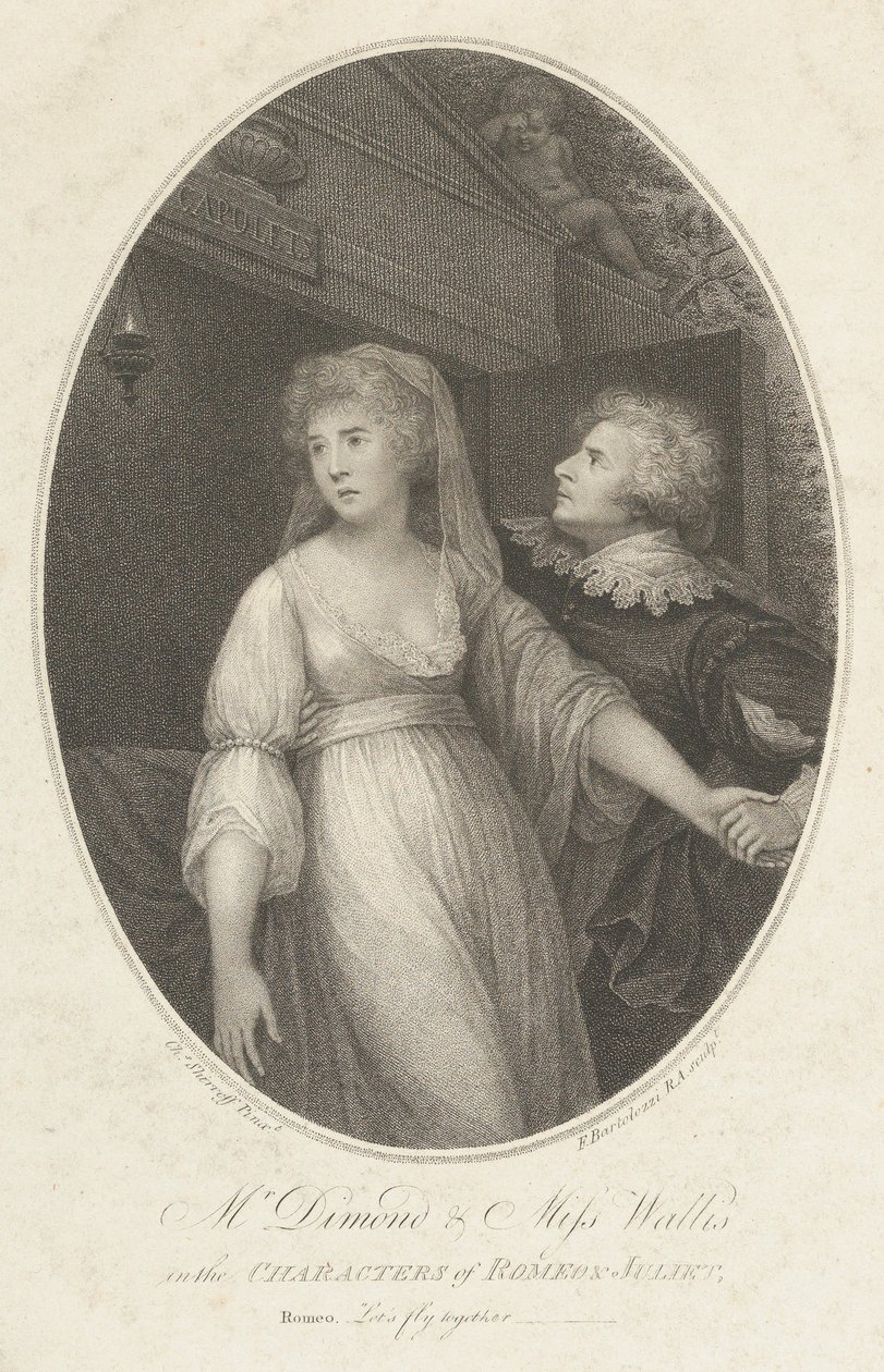 Mr. Dimond und Miss Wallis in den Rollen von Romeo und Julia von Francesco Bartolozzi