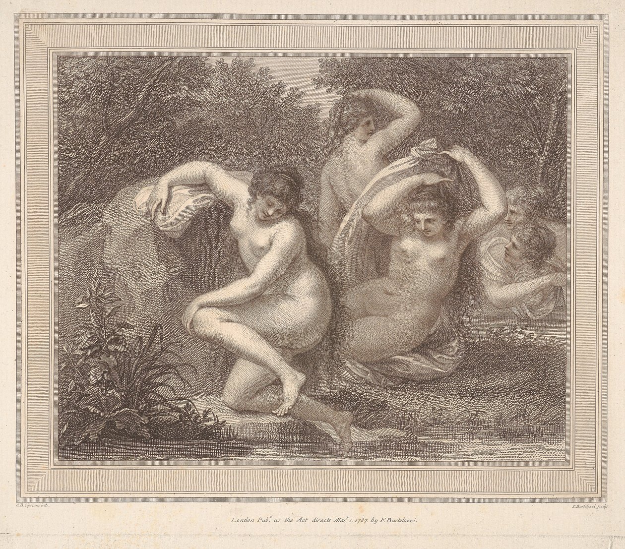 Nymphen und Diana beim Baden von Francesco Bartolozzi