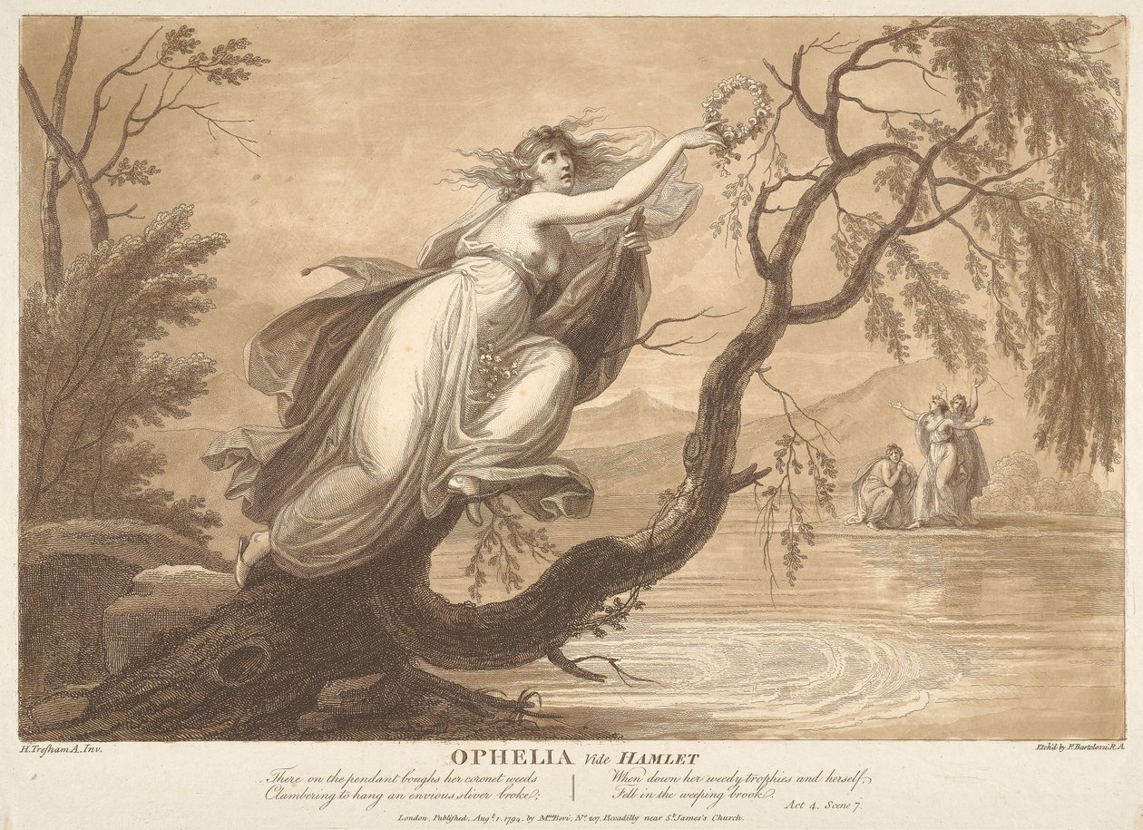 Ophelia, siehe Hamlet, 4. Akt, Szene VII von Francesco Bartolozzi