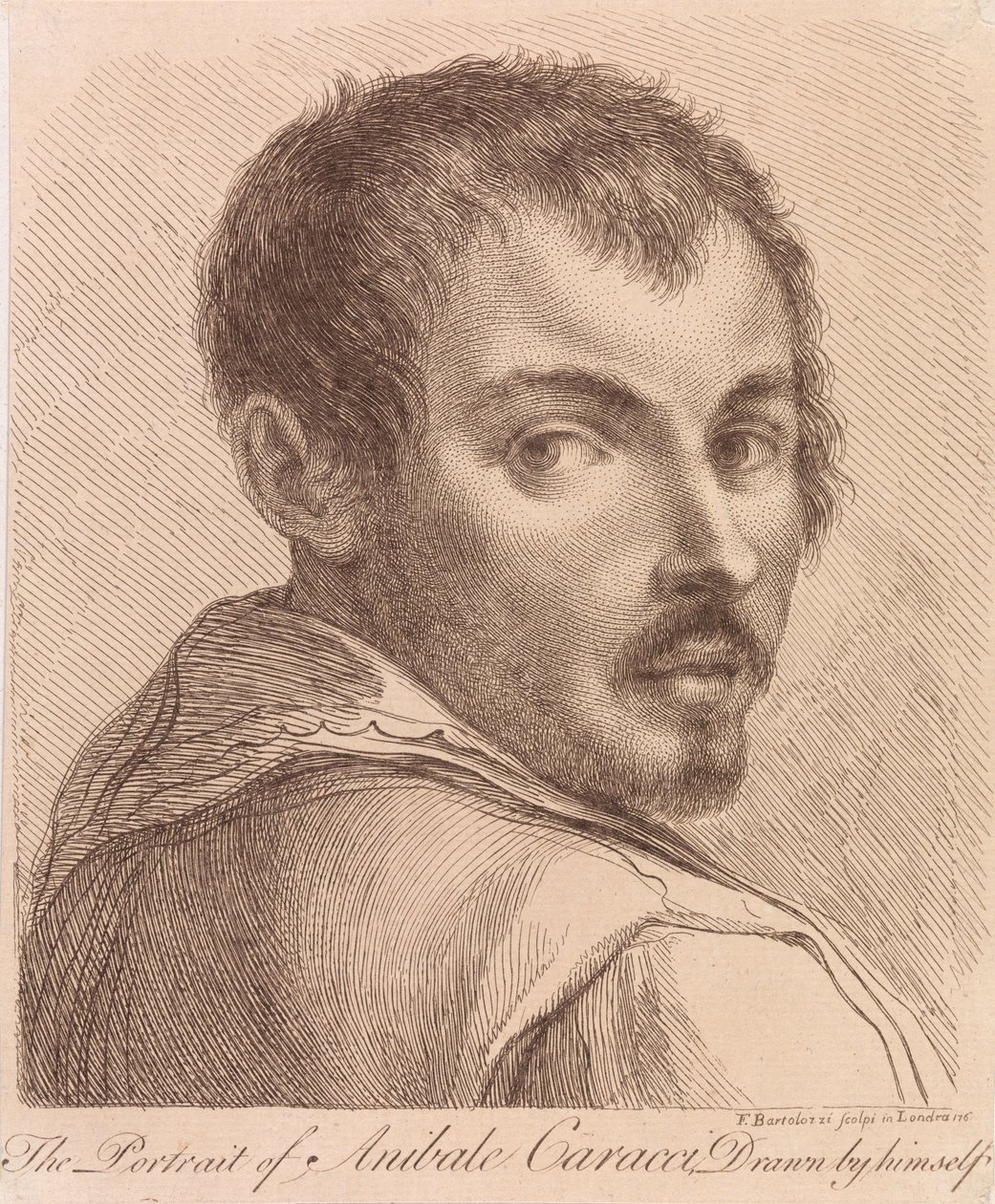 Das Porträt von Anibale Caracci, von ihm selbst gezeichnet von Francesco Bartolozzi