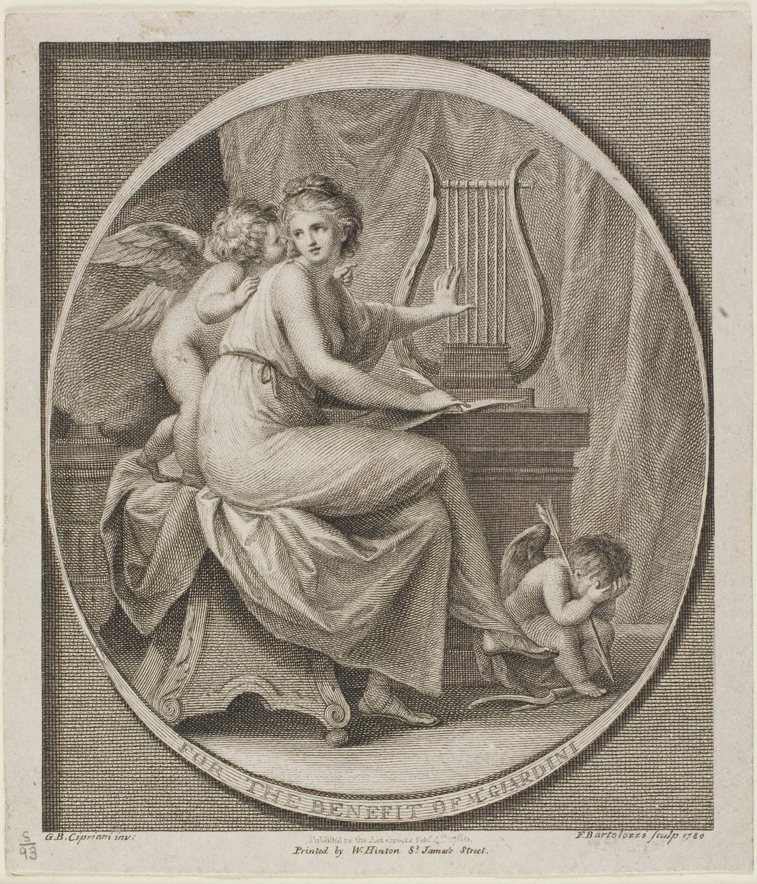 Ticket für den Vorteil von M. Gardini von Francesco Bartolozzi