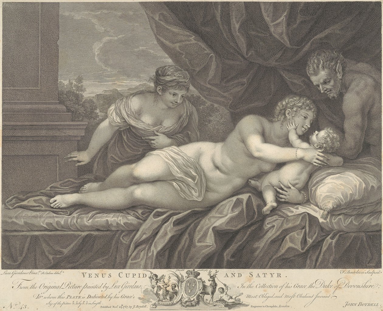 Venus, Amor und Satyr von Francesco Bartolozzi