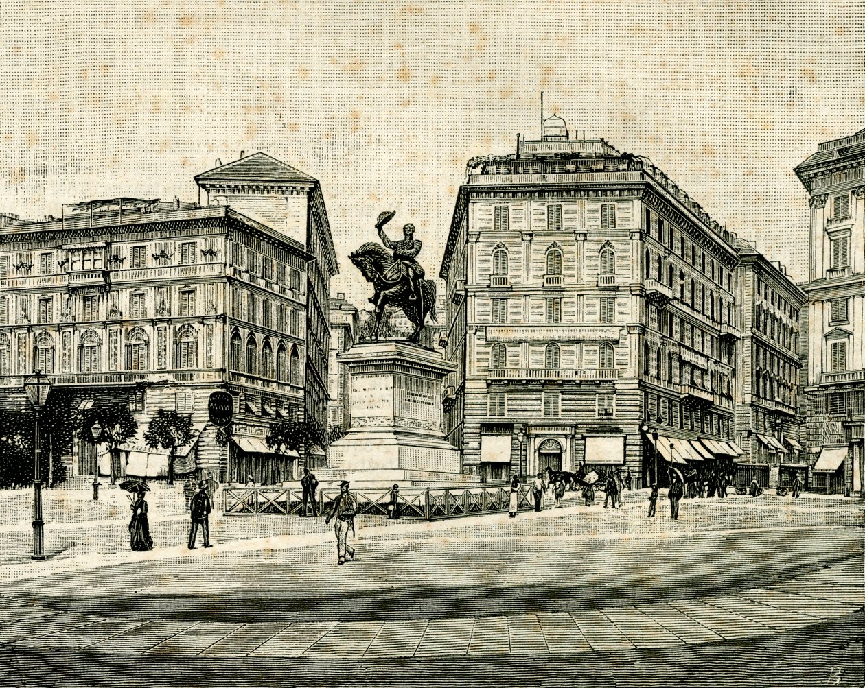 Denkmal für Viktor Emanuel II. (1820-1878), von Francesco Barzaghi (1839-1892), Piazza Corvetto, Genua, Ligurien, Italien von Francesco Barzaghi