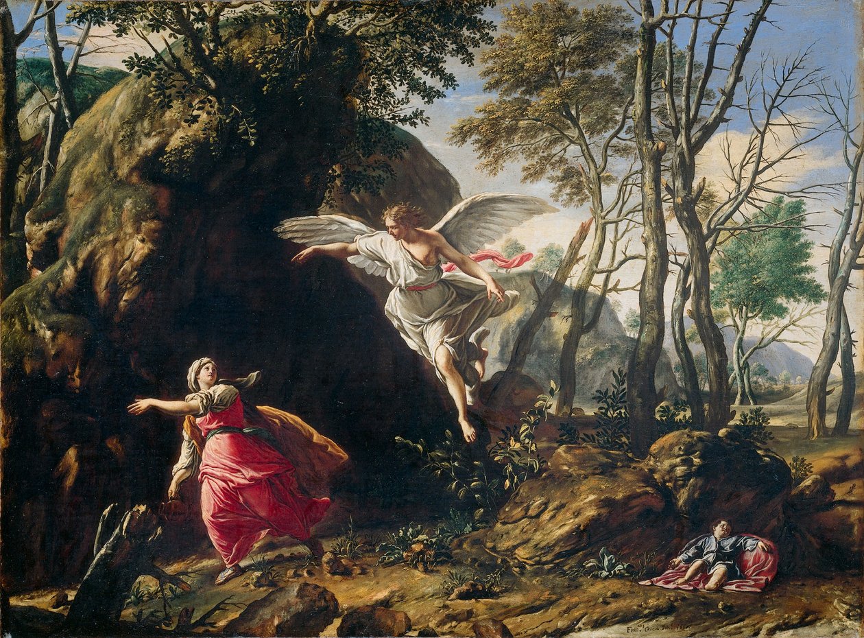 Hagar und Ismael in der Wüste von Francesco Cozza