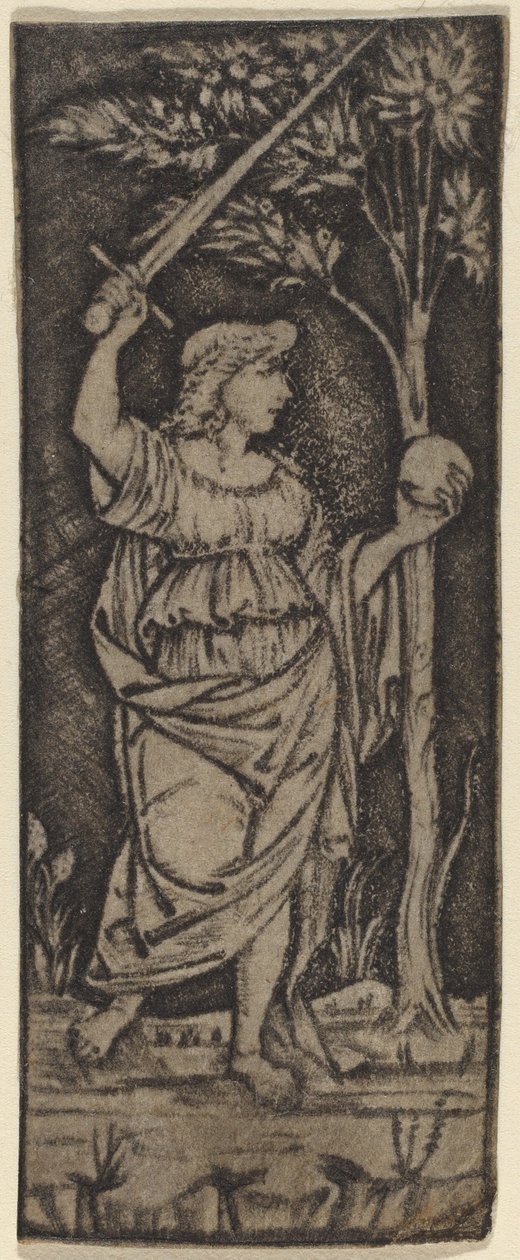 Allegorische Figur: Frau mit Schwert und Kugel von Francesco Francia or Peregrino da Cesena