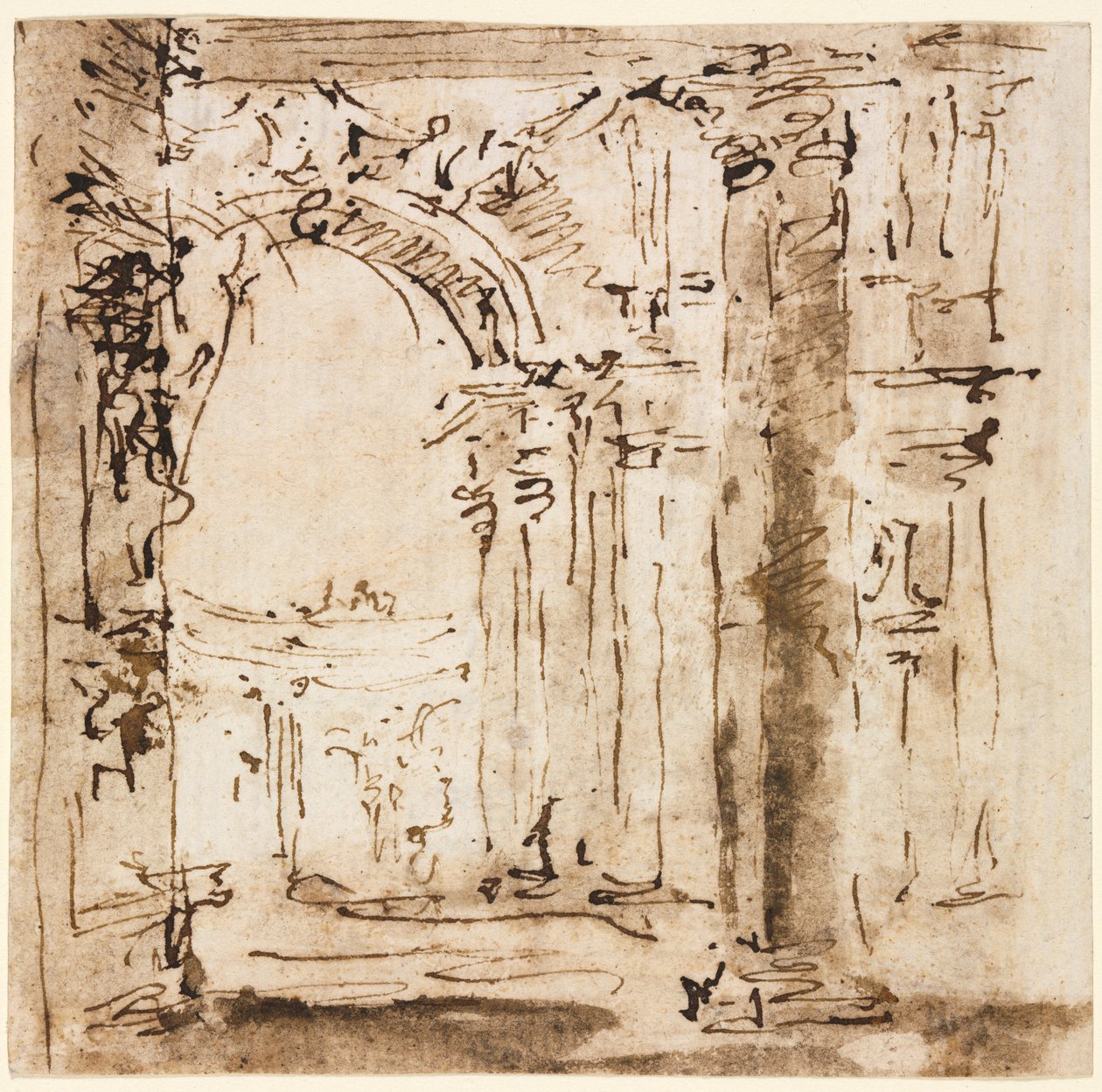 Paar Zeichnungen: Skizze des Labyrinths der Villa Pisani und Piazza San Marco..., 1773-1778 von Francesco Guardi