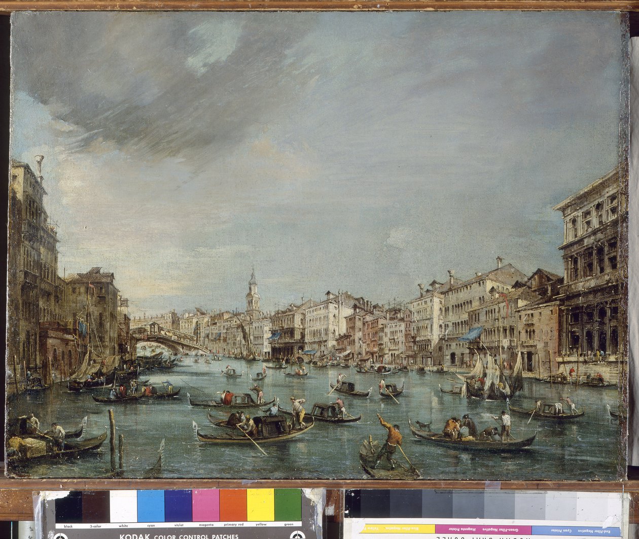Blick auf den Canal Grande in Richtung Rialto mit Palazzo Grimani und Palazzo Manin von Francesco Guardi