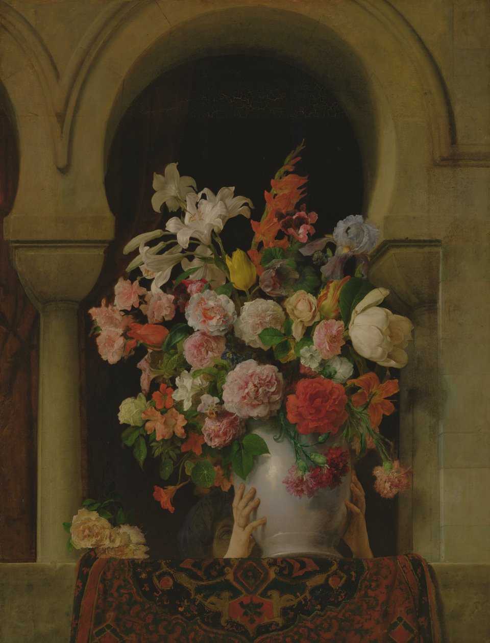 Eine Vase mit Blumen am Fenster eines Harems, 1881 von Francesco Hayez