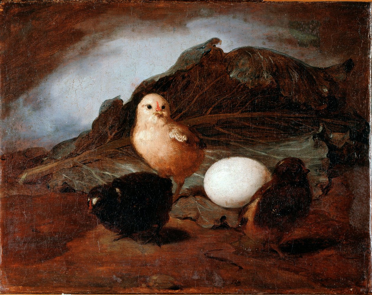 Küken, Gemälde von Francesco Inganni (1793-1873) 1862 von Francesco Inganni