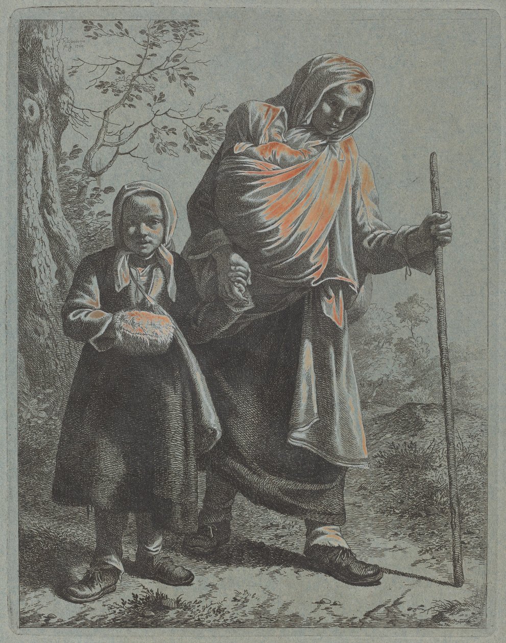 Bäuerin mit Baby und kleinem Mädchen, 1760-1764 von Francesco Londonio