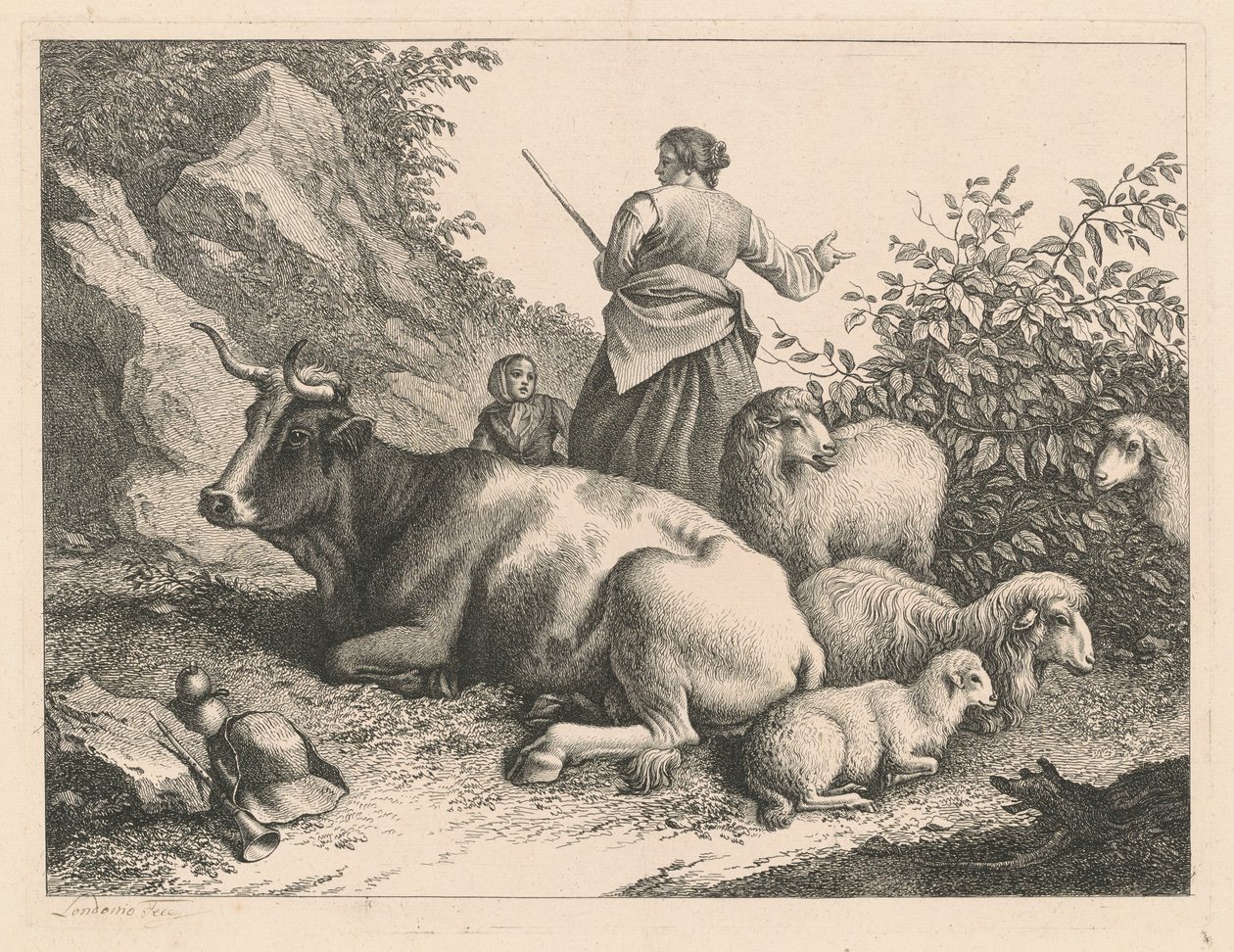 Stehende Schäferin mit einem Kind, nach 1776 von Francesco Londonio