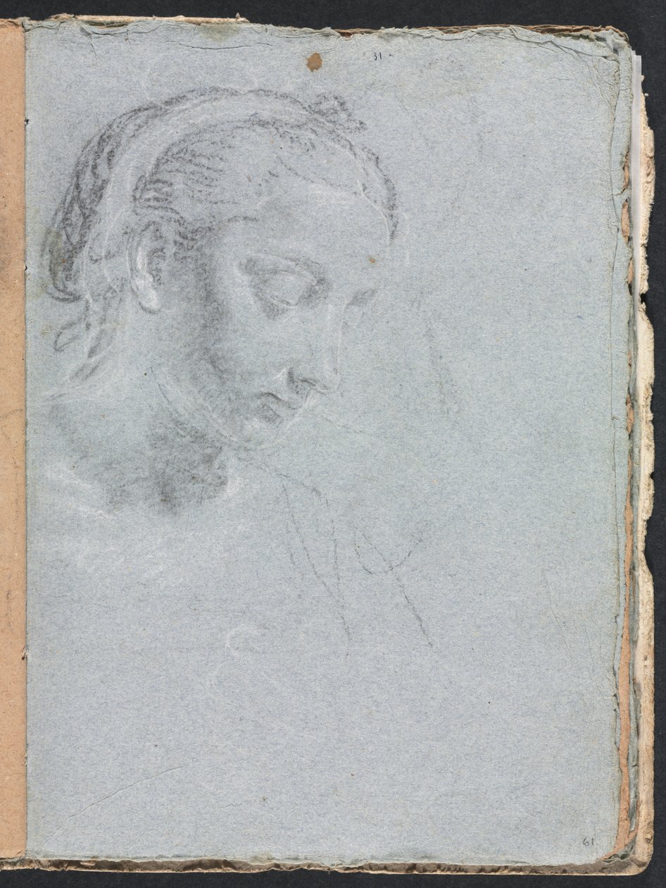 Verona-Skizzenbuch: Kopf und Schultern einer Frau Seite 61, 1760 von Francesco Lorenzi