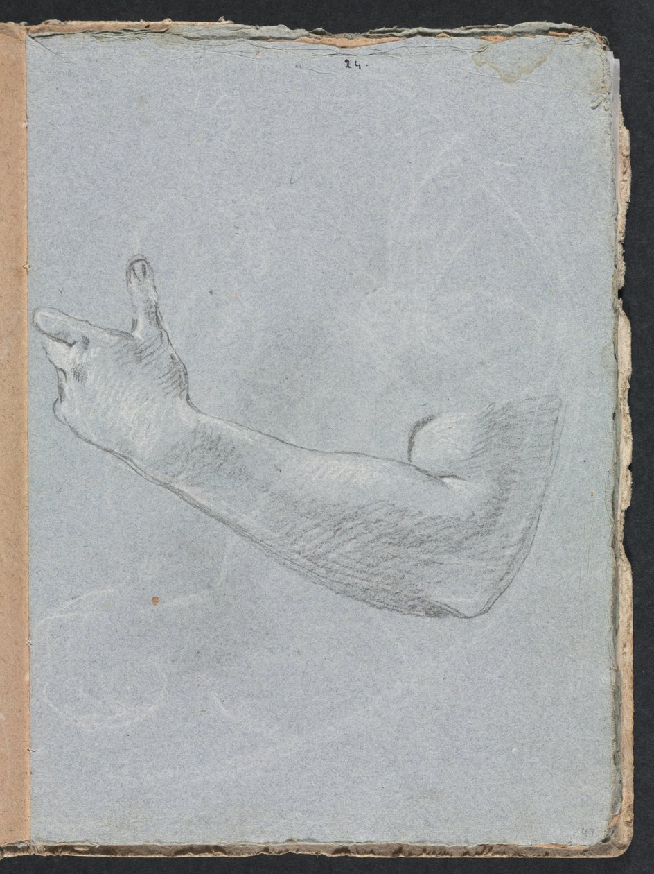 Verona-Skizzenbuch: Linker Arm und Hand, Seite 47, 1760 von Francesco Lorenzi