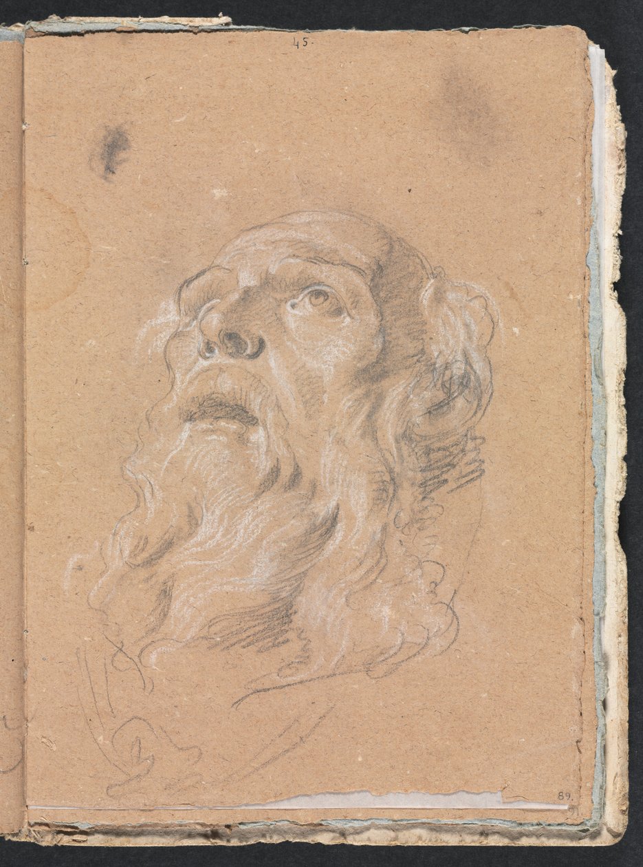 Verona-Skizzenbuch: Männlicher Kopf, Seite 89, 1760 von Francesco Lorenzi