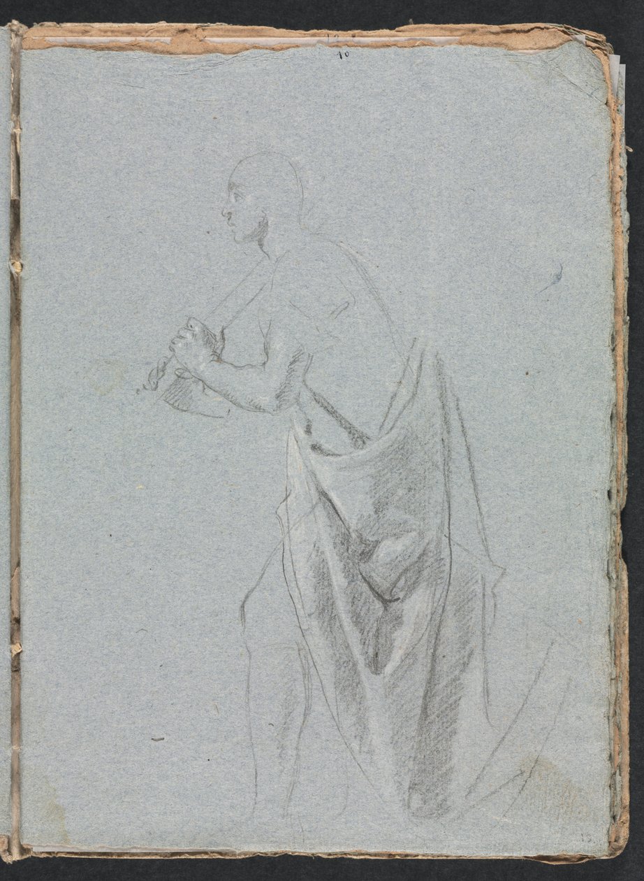 Verona Skizzenbuch: Stehender Mann mit Draperie, Seite 19, 1760 von Francesco Lorenzi