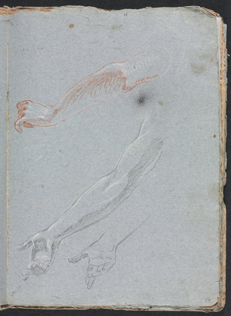 Verona Skizzenbuch: Studie von Händen und Armen Seite 29, 1760 von Francesco Lorenzi