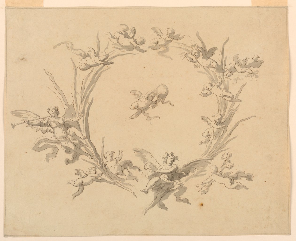 Zeichnung, Studie für Freskendekoration, Quirinalspalast, Rom von Francesco Manno