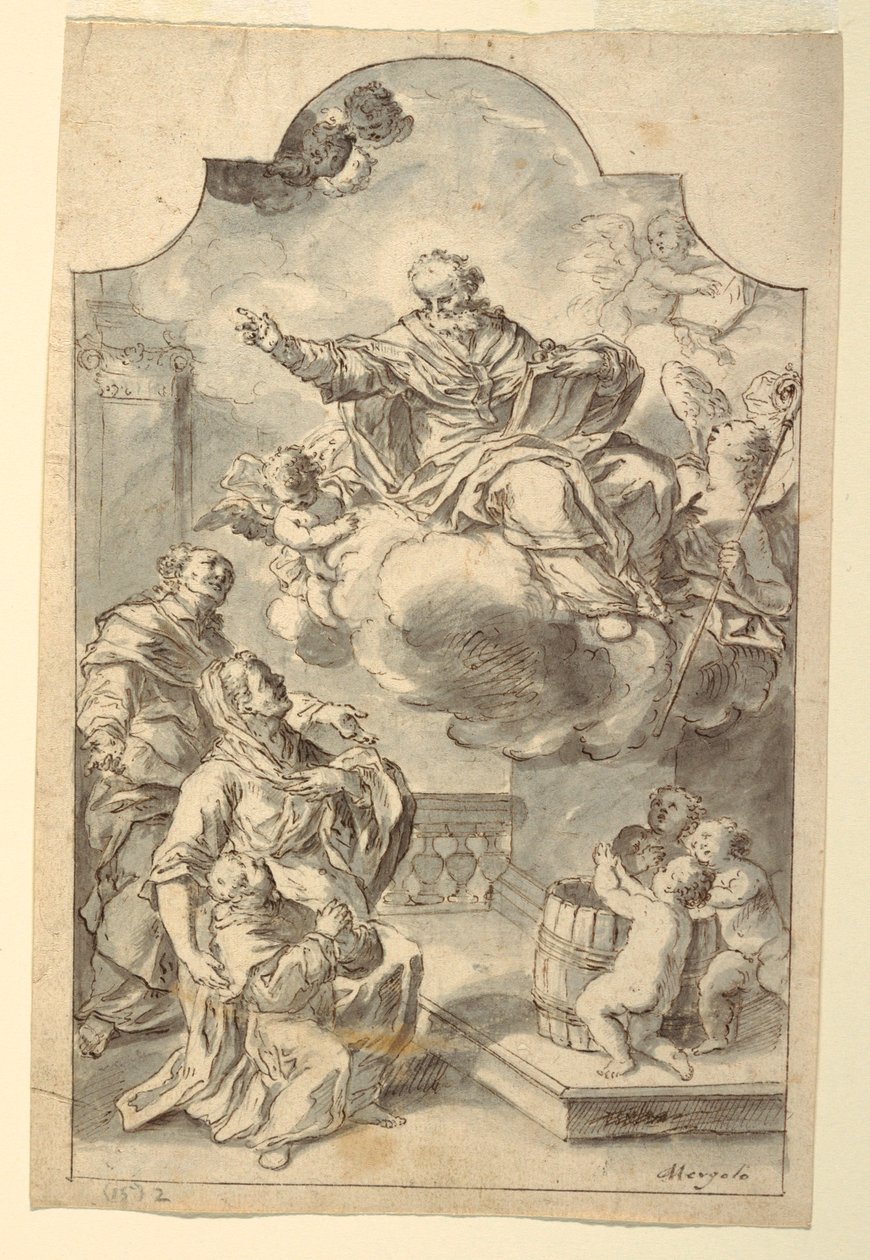 Votivbild eines Jungen, präsentiert von seinen Eltern an St. Nikolaus von Bari von Francesco Saverio Mergolo
