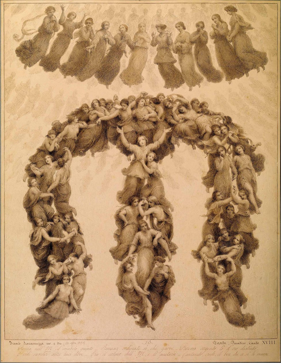 Illustration zur Göttlichen Komödie von Dante Alighieri Paradiso Gesang XVIII von Francesco Scaramuzza