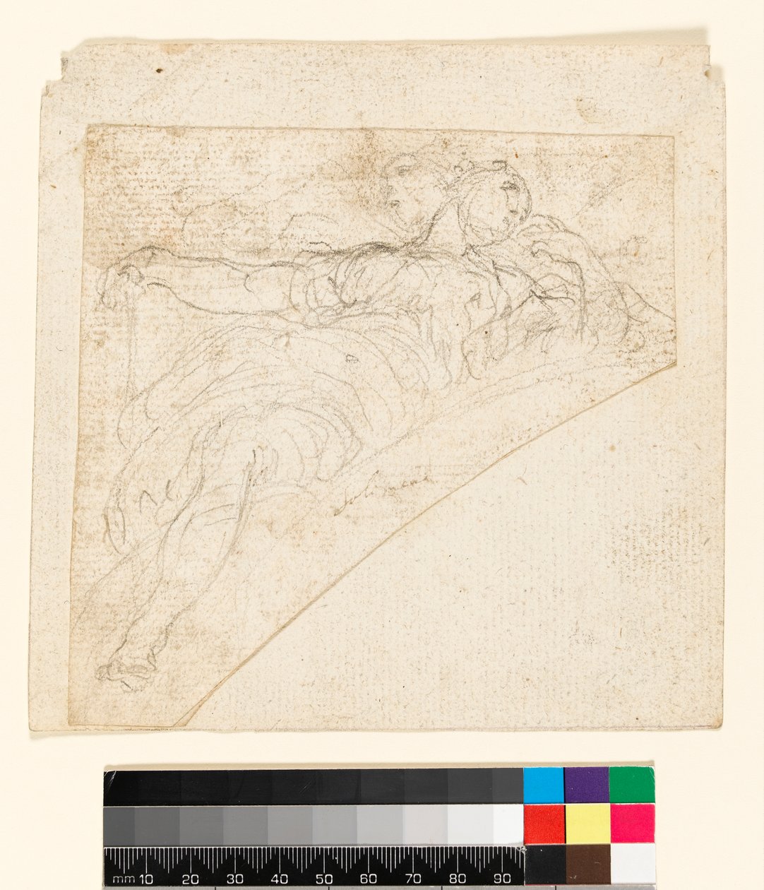 Recto: Studie für eine weibliche Figur in einem Zwickel. Verso: Zeichnung auf der Rückseite des Papiers, vor 1747 von Francesco Solimena