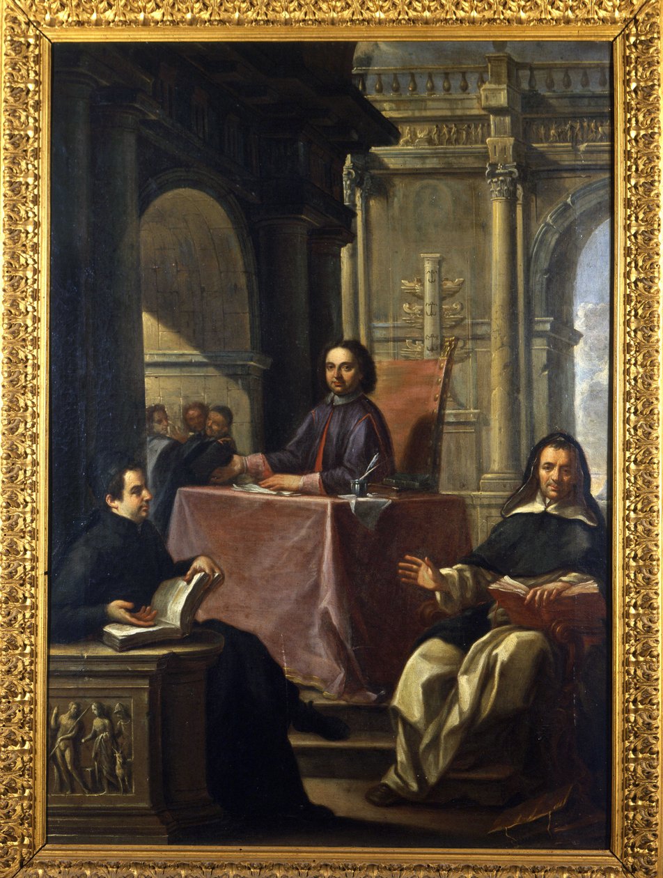 Streit zwischen einem Jesuiten und einem Dominikaner nach der Gegenreformation von Francesco Trevisani