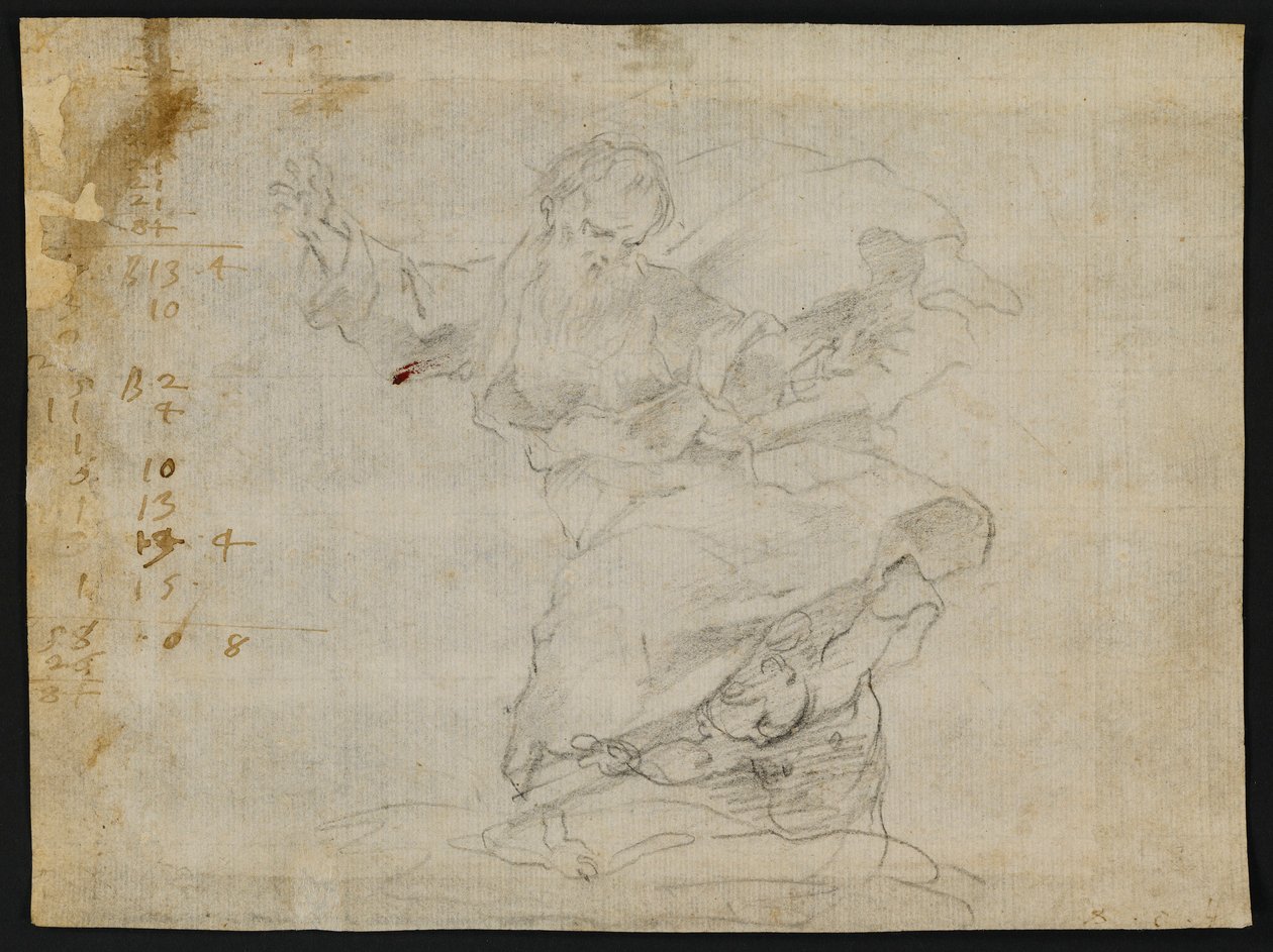 Studien für Christus, der der heiligen Katharina von Siena ein neues Herz gibt (recto); Gottvater in der Luft mit ausgestreckten Armen (verso) von Francesco Vanni