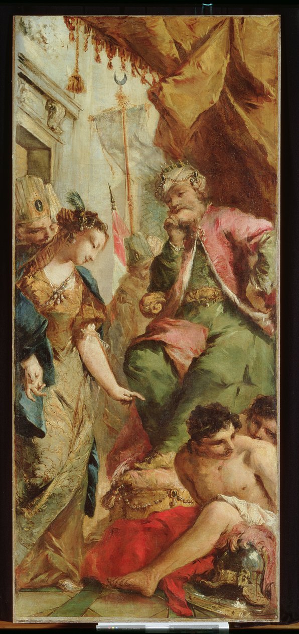 Sophronia bittet den Sarazenenkönig Aladine, die christlichen Gefangenen freizulassen, ca. 1760 von Francesco and/or Gian Antonio (1699 1761) Guardi
