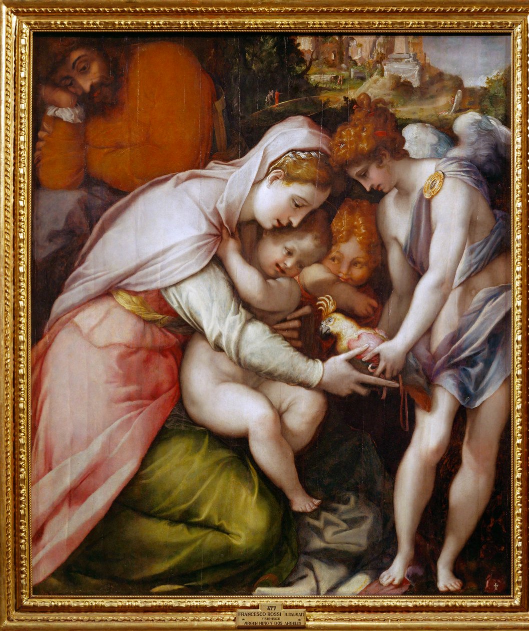 Madonna mit Kind und zwei Engeln von Francesco de Rossi Salviati