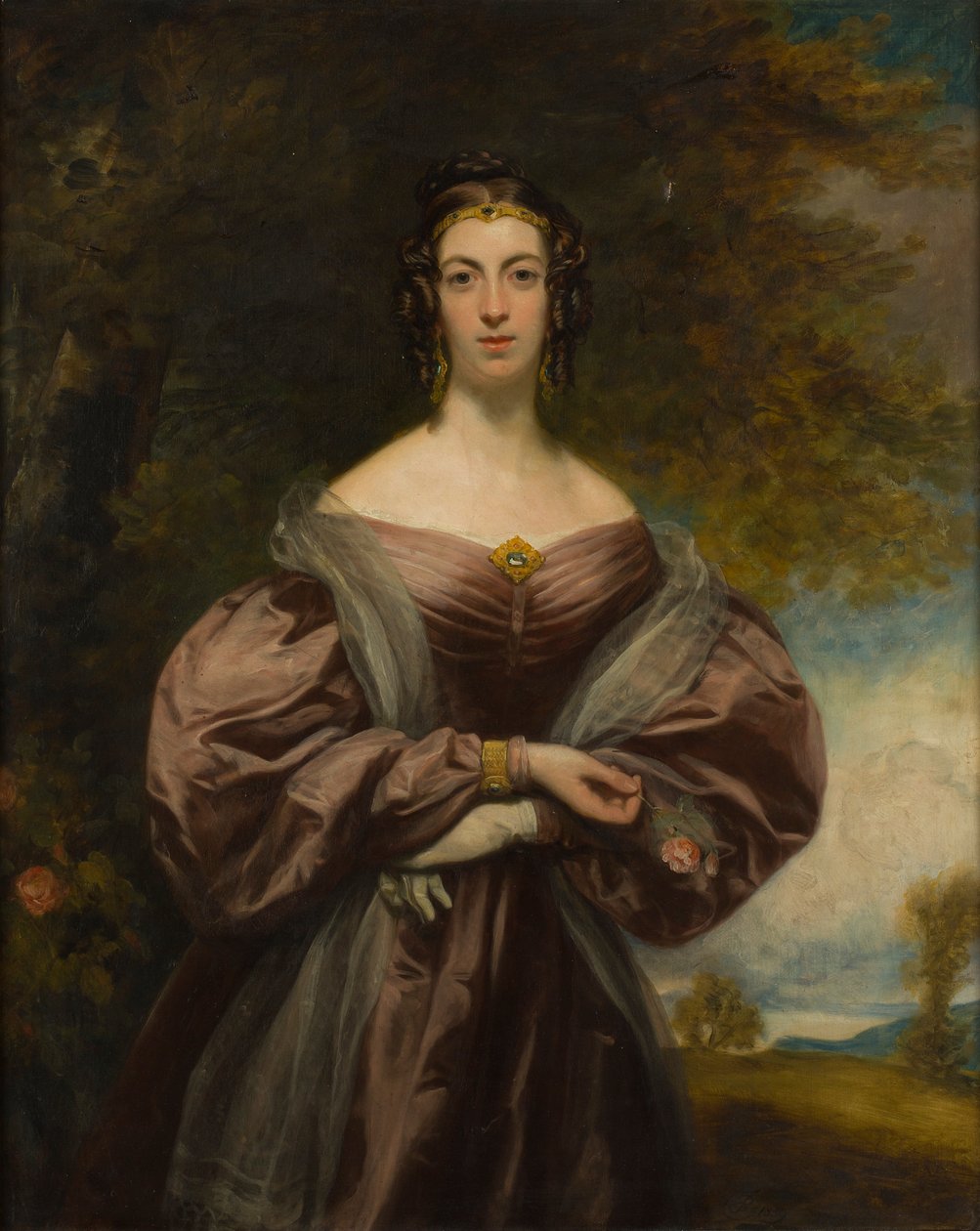 Dreiviertelporträt von Jessie Duff mit einer Rose von Francis (follower of) Grant