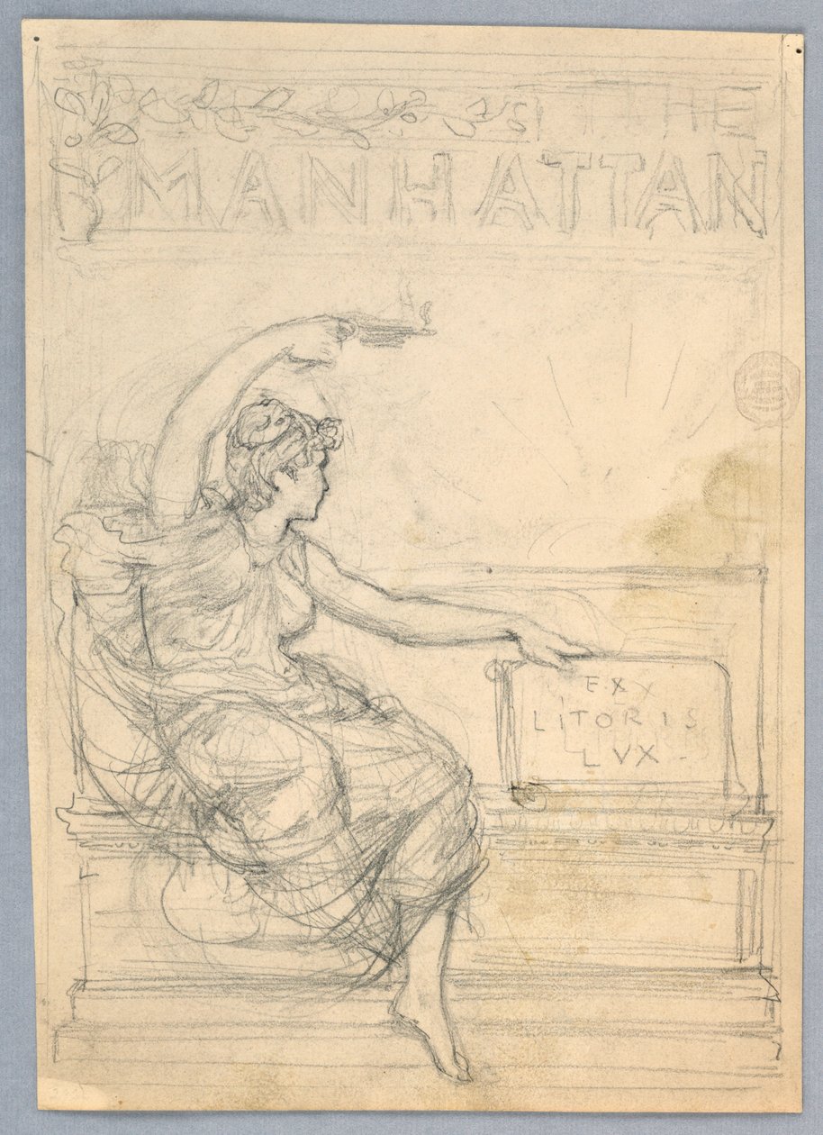 Entwurf für das Cover des Manhattan Illustrated Monthly Magazine von Francis Augustus Lathrop
