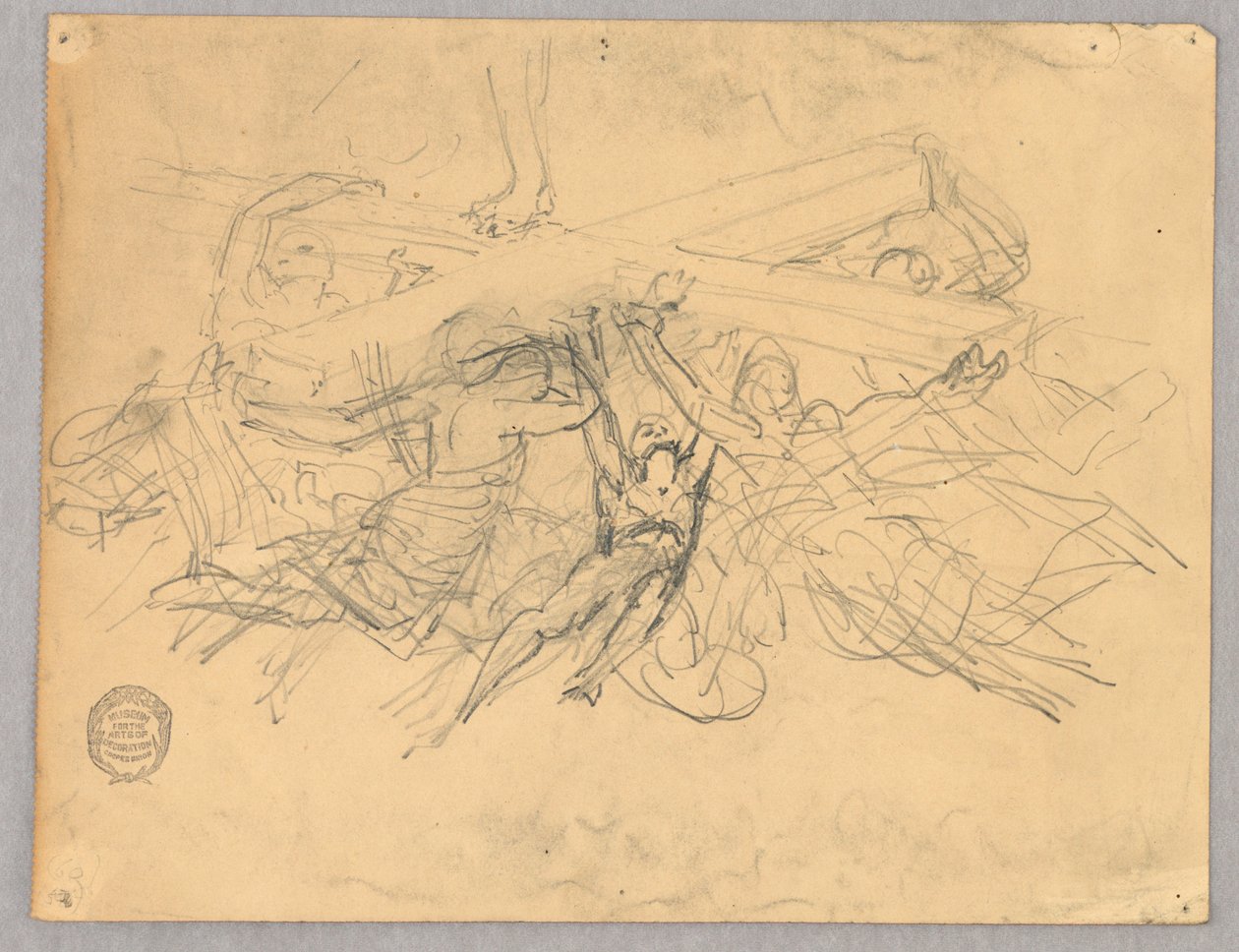 Skizze von Figuren, die ein Kreuz tragen von Francis Augustus Lathrop