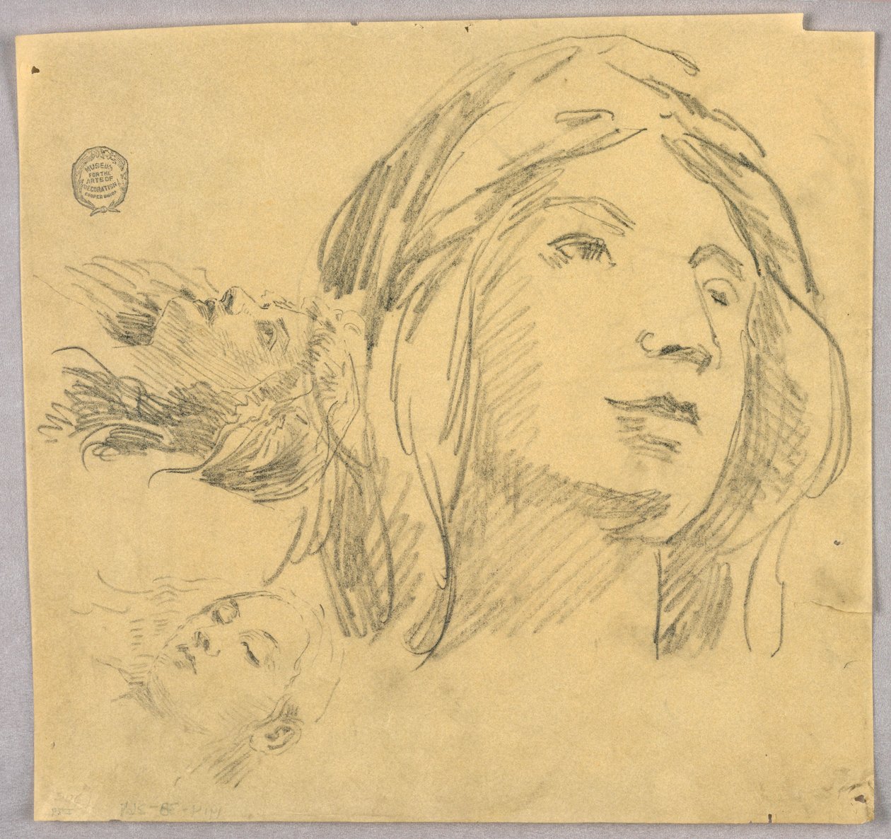 Skizzen von drei Köpfen von Francis Augustus Lathrop