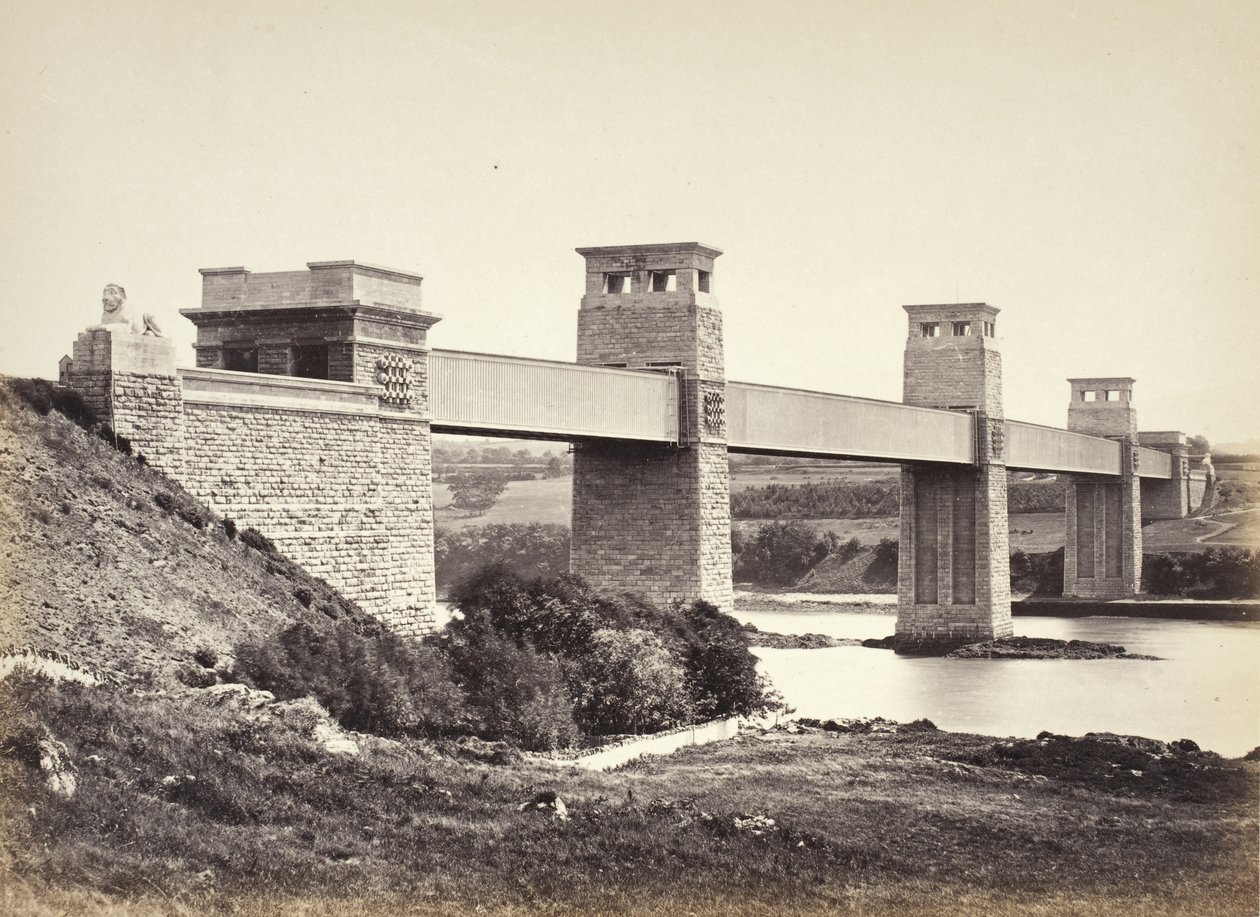 Bangor, die Britannia Bridge, von Anglesey aus (258) von Francis Bedford