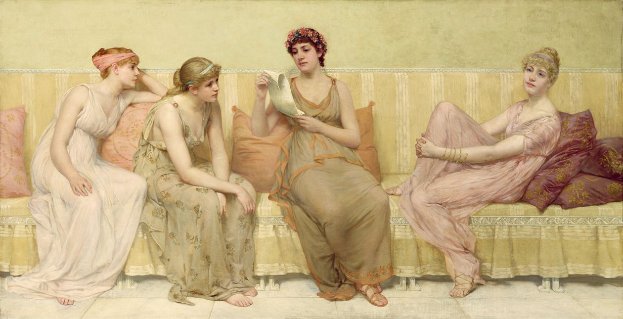 Die Geschichte von Oenone lesen, ca. 1883 von Francis Davis Millet