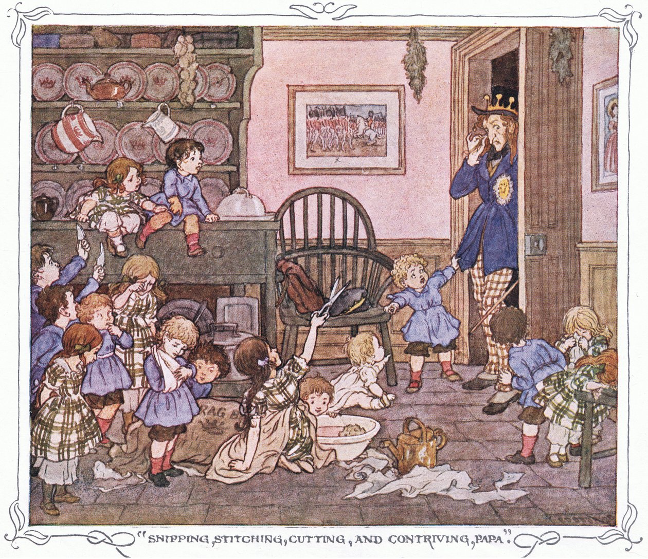 „Schneiden, Nähen, Schneiden und Erfinden, Papa“, aus The Magic Fishbone von Francis Donkin Bedford
