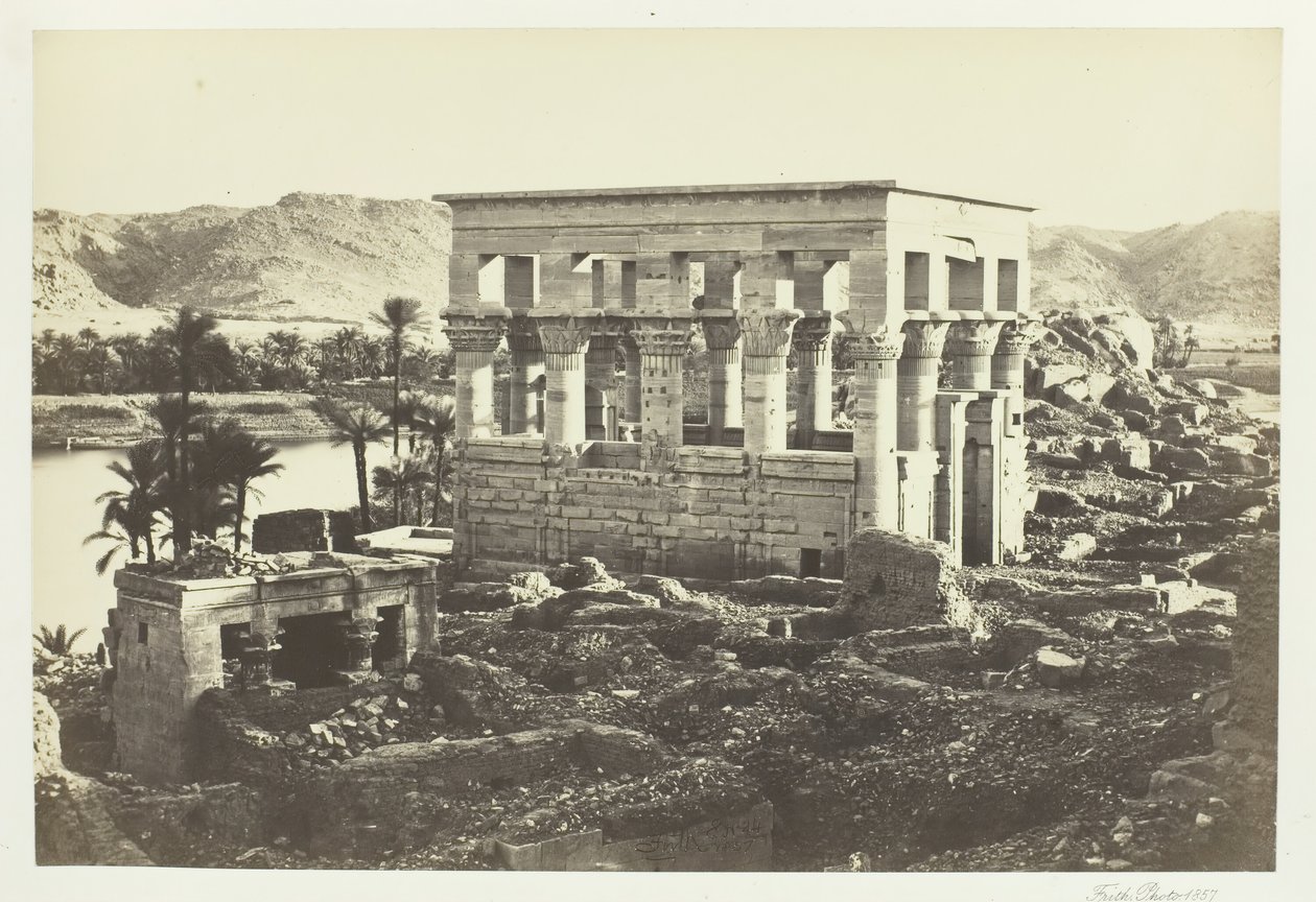 Pharaos Bett, Philä, vom Großen Tempel, 1857 von Francis Frith
