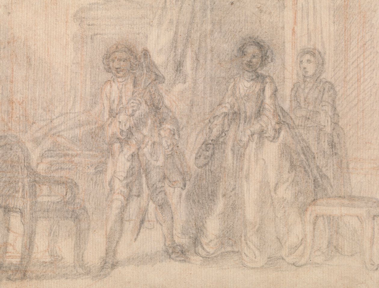 Szene aus einem Stück, möglicherweise Benjamin Hoadleys "The Suspicious Husband" von Francis Hayman