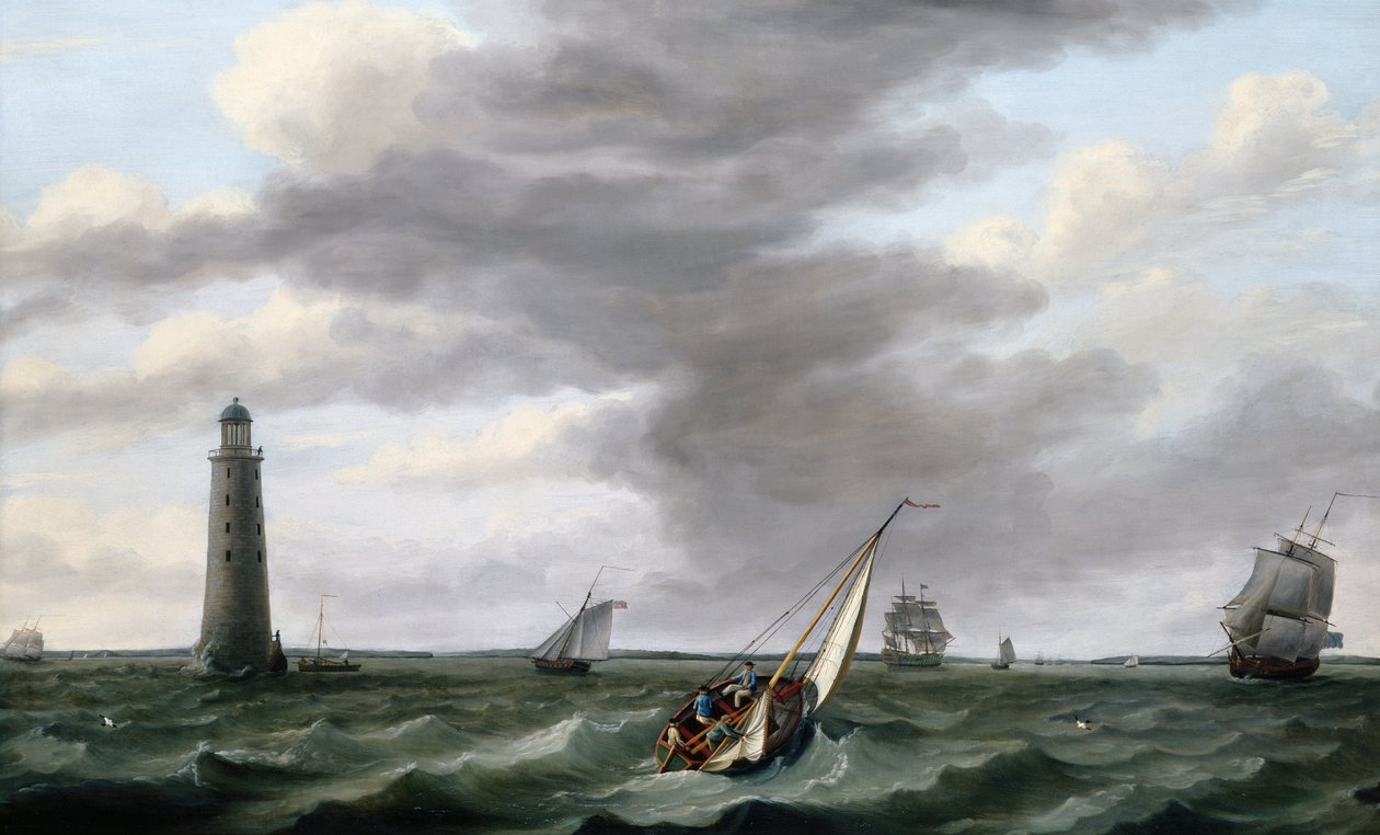 Schiffe vor dem Eddystone-Leuchtturm von Francis Holman