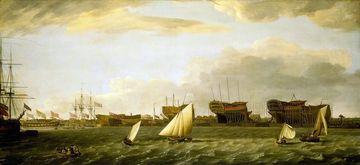 Blick auf Blackwall Yard vom Nordufer der Themse (England) von Francis Holman