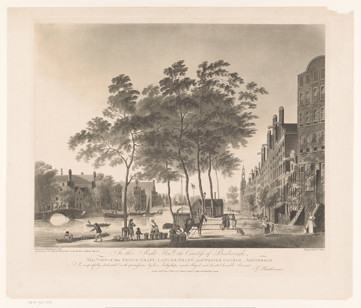 Ansicht der Prinsengracht und Westerkerk in Amsterdam von Francis Jukes