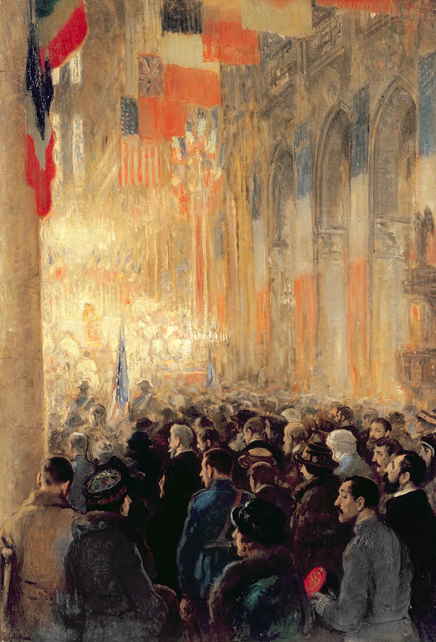 Gottesdienst in Notre Dame, Dank für den Sieg nach dem Großen Internationalen Krieg von Francis Luis Mora