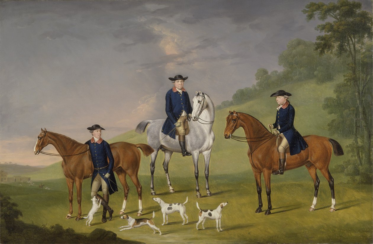 John Corbet, Sir Robert Leighton und John Kynaston mit ihren Pferden und Hunden von Francis Sartorius