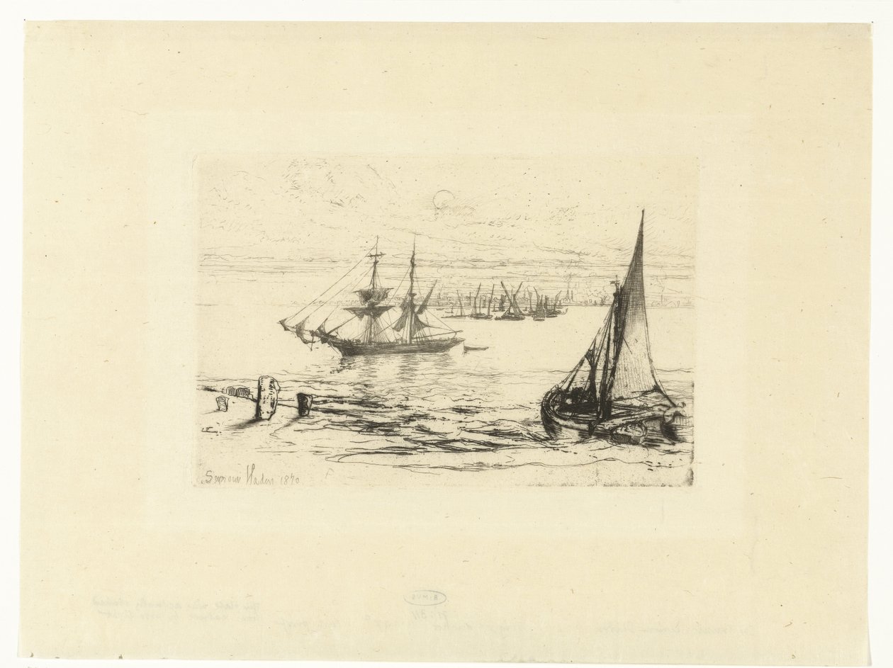 Ein Schiff vor Anker von Francis Seymour Haden (Sir) (signed by artist)