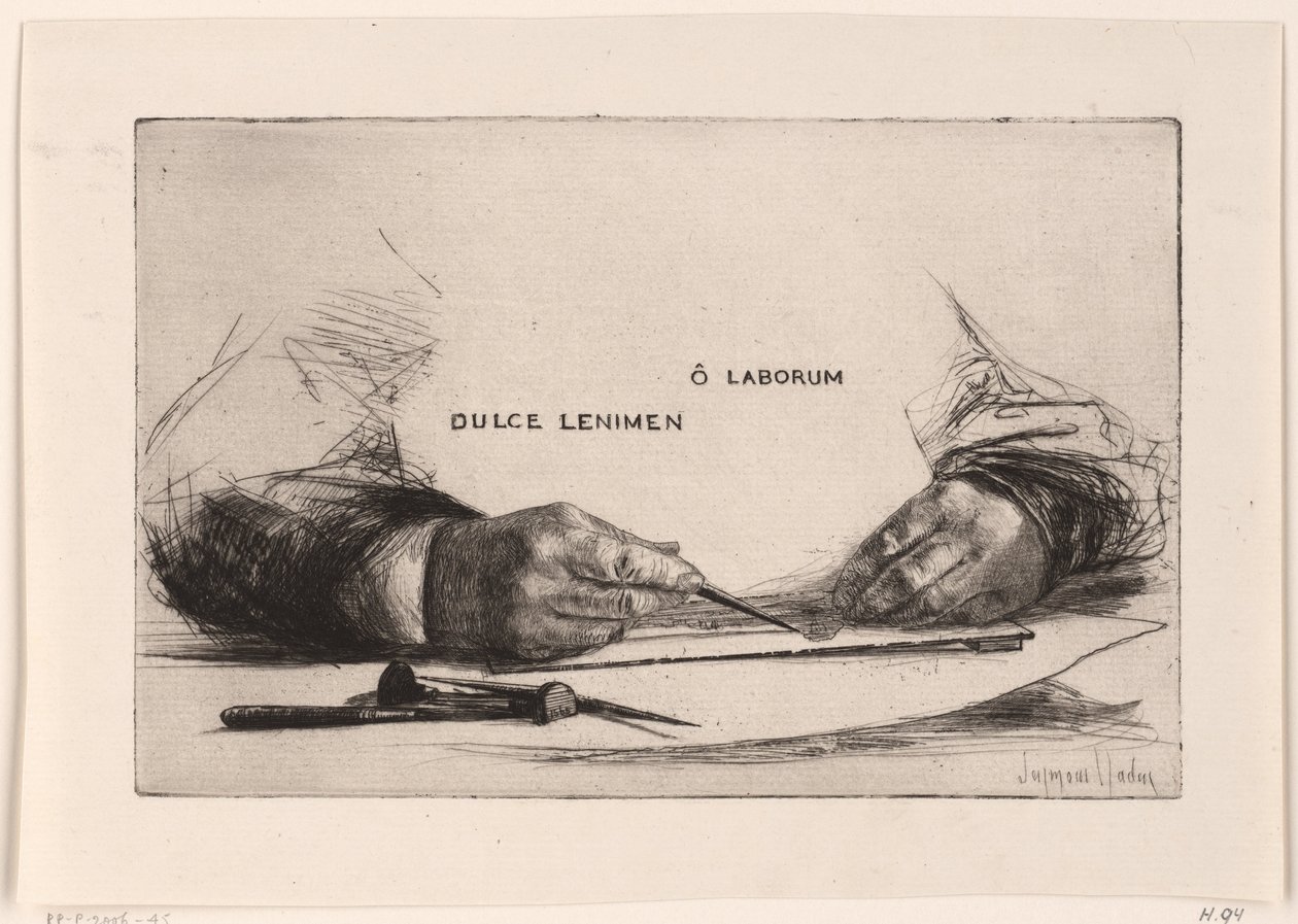 Hände, die eine Radierung machen von Francis Seymour Haden (Sir) (signed by artist)