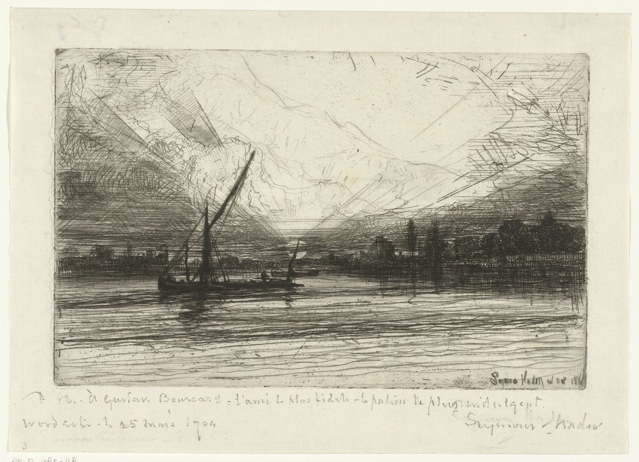 Sonnenuntergang an der Themse von Francis Seymour Haden (Sir) (signed by artist)