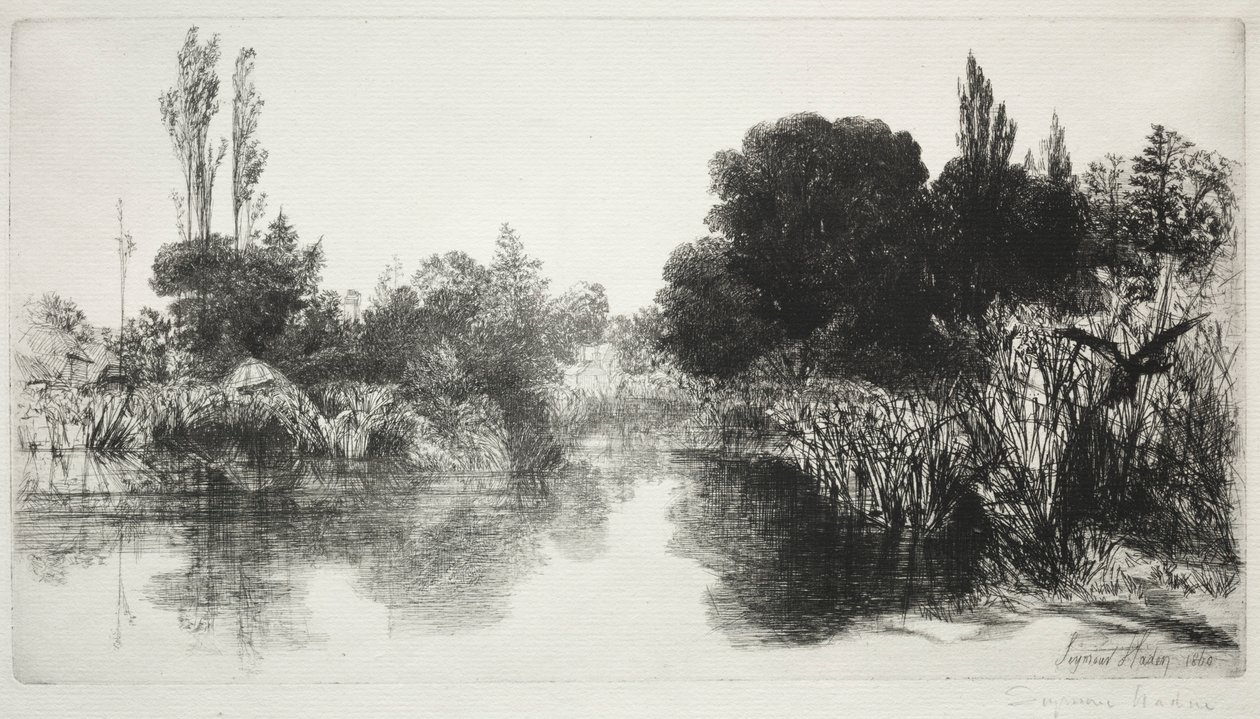 Shere Mill Pond, Nr. 11 Die große Platte, 1860 und später von Francis Seymour Haden