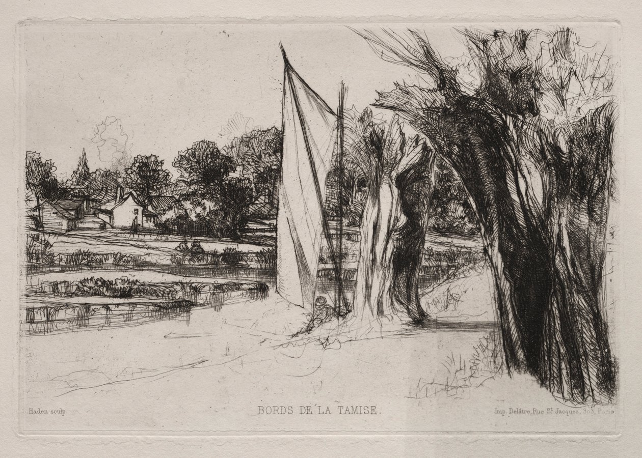 Thames Ditton - Mit einem Segel von Francis Seymour Haden