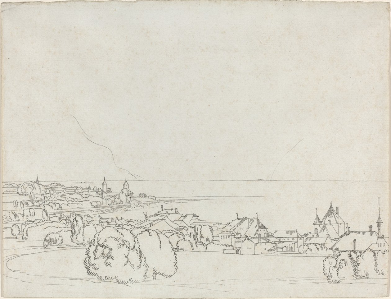 Ein Blick auf Vevey mit La Tour de Peilz in der Ferne von Francis Towne